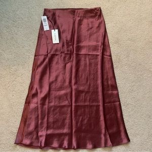 NWT Aritzia Midi Slip Skirt in Sundried Red